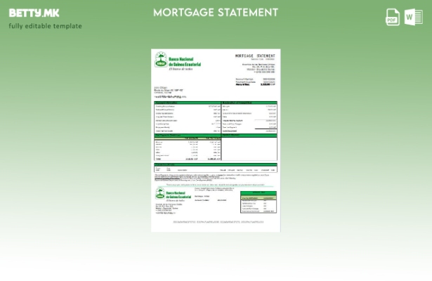 Модерен стил Шаблон за извод за хипотека од банка на Народната банка на Екватори